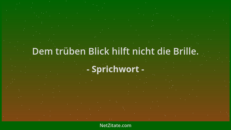 Sprichwort - Dem trüben Blick hilft nicht die Brille....