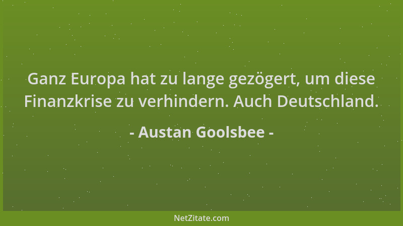 Austan Goolsbee - Ganz Europa hat zu lange gezögert, um diese Finanzkrise zu verhindern. Auch Deutschland....