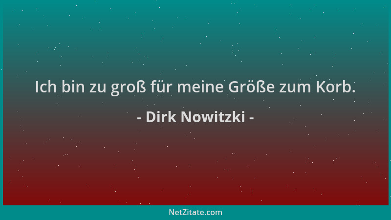 Dirk Nowitzki - Ich bin zu groß für meine Größe zum Korb....