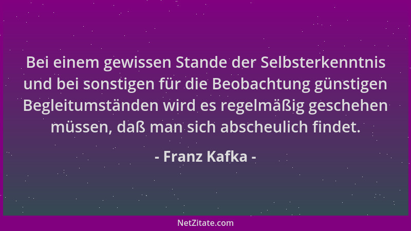 Franz Kafka - Bei einem gewissen Stande der Selbsterkenntnis und bei sonstigen für die Beobachtung günstigen Begleitumständ...