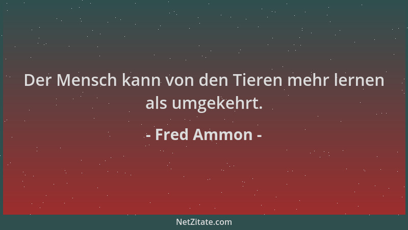 Fred Ammon - Der Mensch kann von den Tieren mehr lernen als umgekehrt....