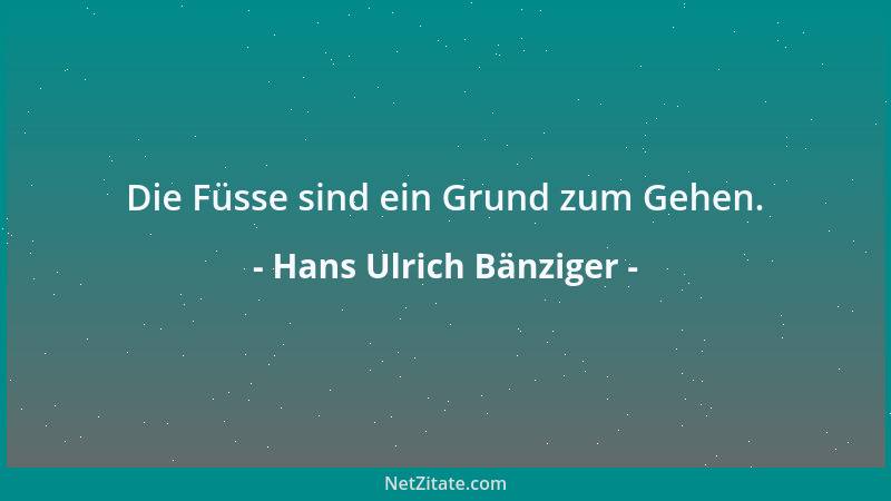 Hans Ulrich Bänziger - Die Füsse sind ein Grund zum Gehen....