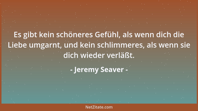 Jeremy Seaver - Es gibt kein schöneres Gefühl, als wenn dich die Liebe umgarnt, und kein schlimmeres, als wenn sie dich wie...
