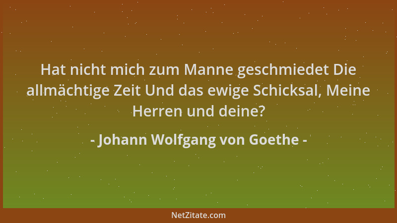 Johann Wolfgang von Goethe - Hat nicht mich zum Manne geschmiedet Die allmächtige Zeit Und das ewige Schicksal, Meine Herre...