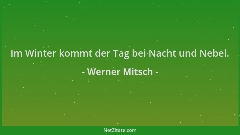 Werner Mitsch - Im Winter kommt der Tag bei Nacht und Nebel....