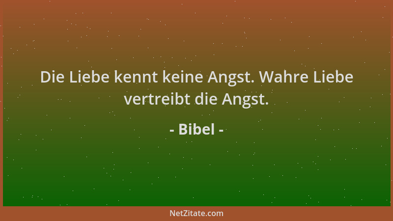 Bibel - Die Liebe kennt keine Angst. Wahre Liebe vertreibt die Angst....