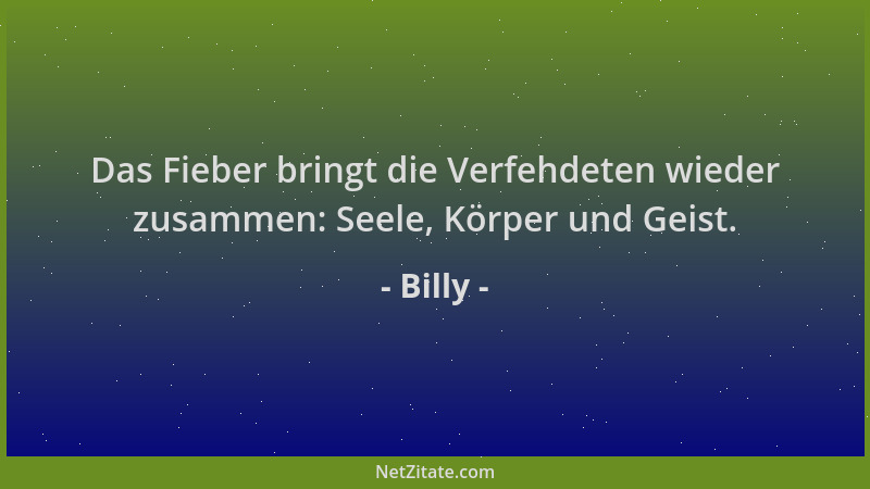 Billy - Das Fieber bringt die Verfehdeten wieder zusammen: Seele, Körper und Geist....