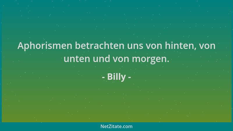 Billy - Aphorismen betrachten uns von hinten, von unten und von morgen....