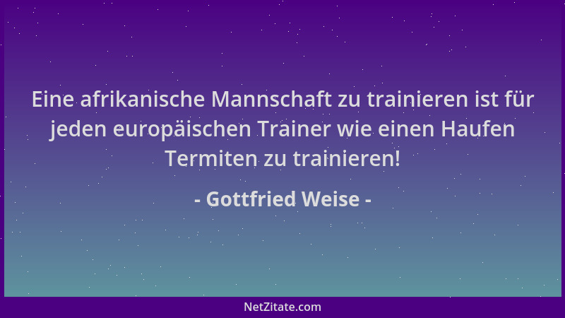 Gottfried Weise - Eine afrikanische Mannschaft zu trainieren ist für jeden europäischen Trainer wie einen Haufen Termiten z...