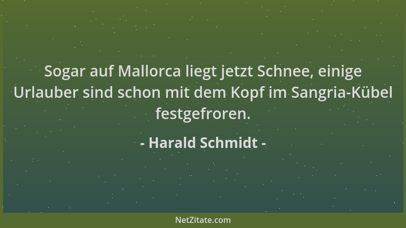 Harald Schmidt - Sogar auf Mallorca liegt jetzt Schnee, einige Urlauber sind schon mit dem Kopf im Sangria-Kübel festgefror...