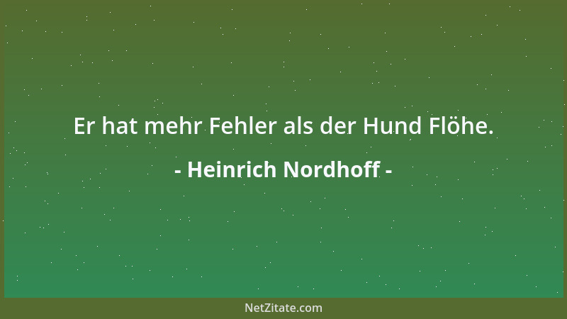 Heinrich Nordhoff - Er hat mehr Fehler als der Hund Flöhe....