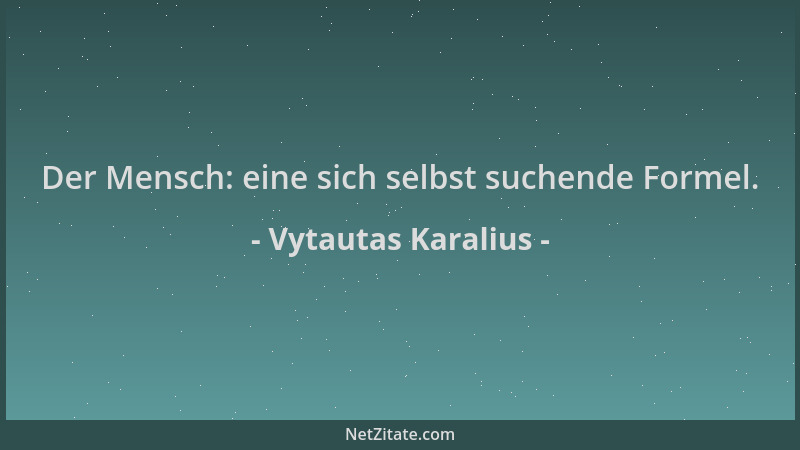 Vytautas Karalius - Der Mensch: eine sich selbst suchende Formel....