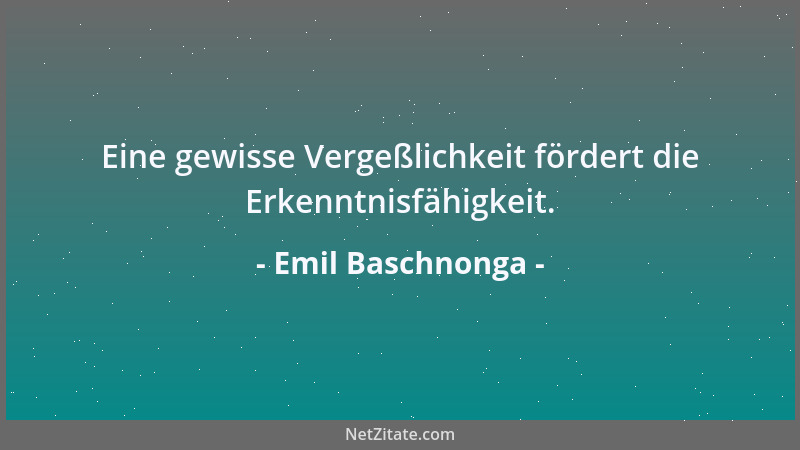 Emil Baschnonga - Verbreiteter noch als die Schadenfreude ist Scheinfreude....