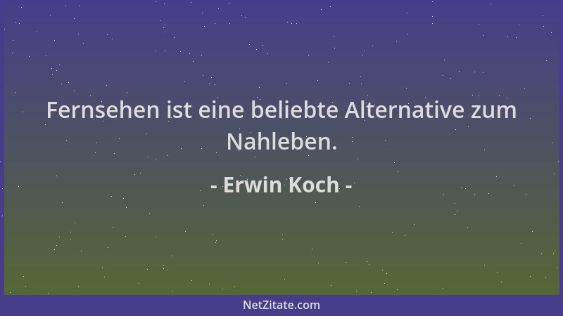 Erwin Koch - Fernsehen ist eine beliebte Alternative zum Nahleben....