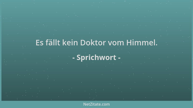 Sprichwort - Es fällt kein Doktor vom Himmel....