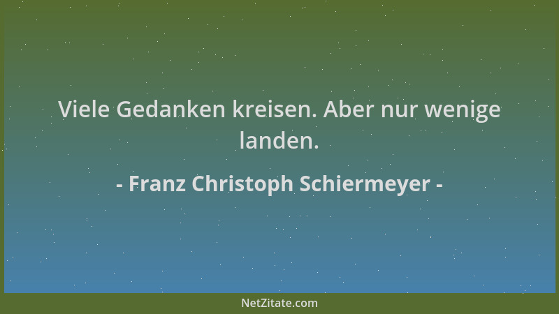 Franz Christoph Schiermeyer - Viele Gedanken kreisen. Aber nur wenige landen....