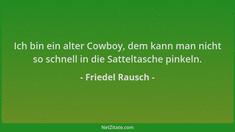 Friedel Rausch - Ich bin ein alter Cowboy, dem kann man nicht so schnell in die Satteltasche pinkeln....