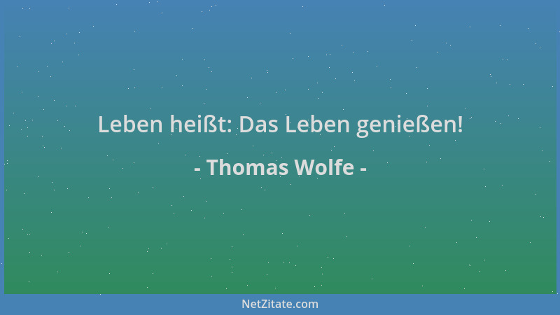 Thomas Wolfe - Leben heißt: Das Leben genießen!...