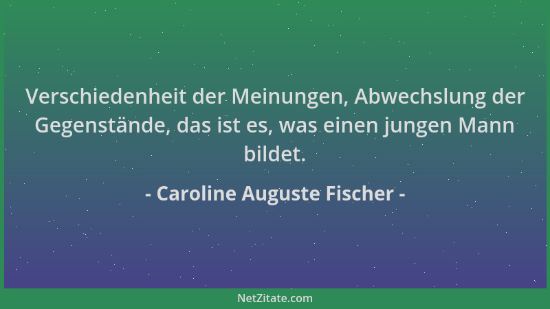 Caroline Auguste Fischer - Verschiedenheit der Meinungen, Abwechslung der Gegenstände, das ist es, was einen jungen Mann bi...