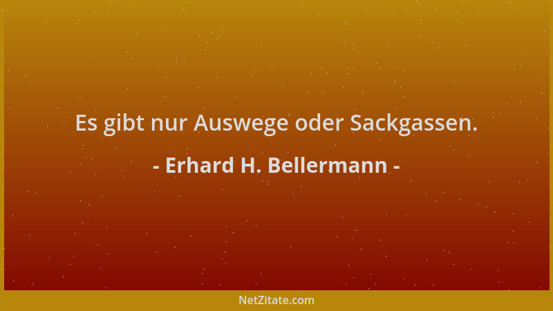 Erhard H. Bellermann - Es gibt nur Auswege oder Sackgassen....