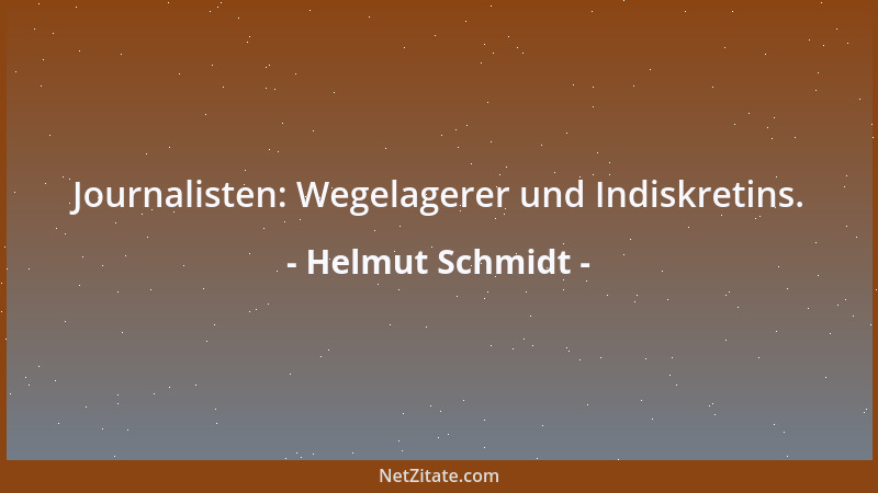 Helmut Schmidt - Journalisten: Wegelagerer und Indiskretins....
