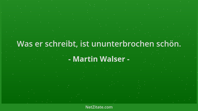 Martin Walser - Was er schreibt, ist ununterbrochen schön....
