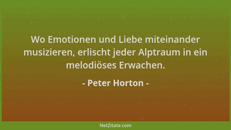 Peter Horton - Wo Emotionen und Liebe miteinander musizieren, erlischt jeder Alptraum in ein melodiöses Erwachen....