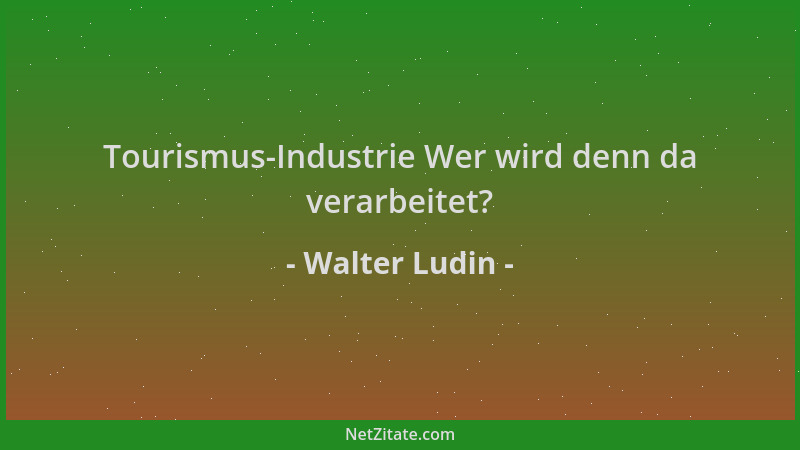 Walter Ludin - Tourismus-Industrie Wer wird denn da verarbeitet?...