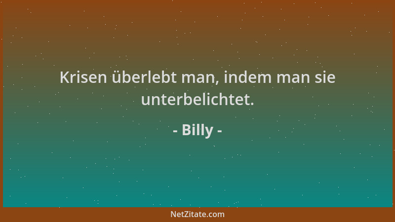 Billy - Krisen überlebt man, indem man sie unterbelichtet....