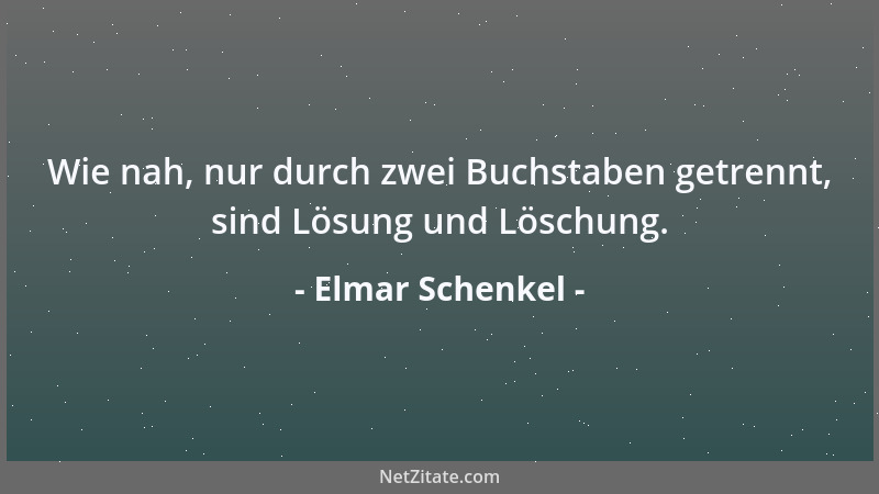 Elmar Schenkel - Wie nah, nur durch zwei Buchstaben getrennt, sind Lösung und Löschung....