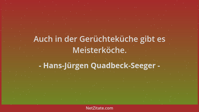 Hans-Jürgen Quadbeck-Seeger - Auch in der Gerüchteküche gibt es Meisterköche....