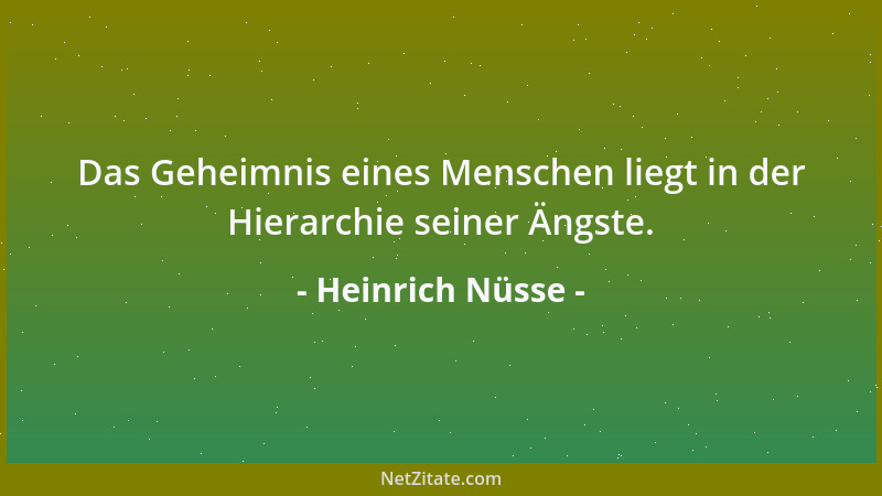 Heinrich Nüsse - Das Geheimnis eines Menschen liegt in der Hierarchie seiner Ängste....