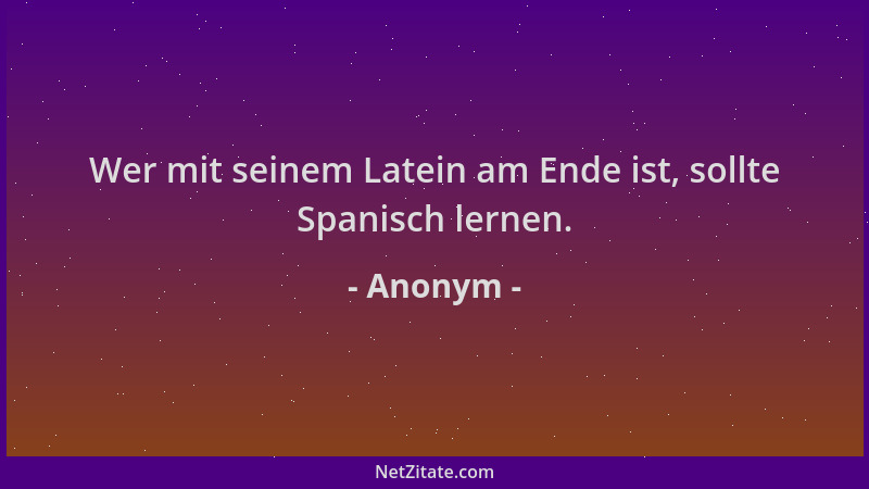 Anonym - Wer mit seinem Latein am Ende ist, sollte Spanisch lernen....