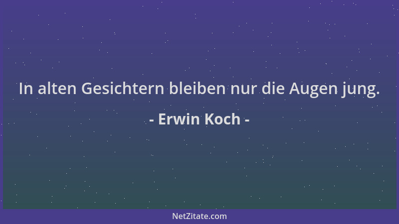 Erwin Koch - In alten Gesichtern bleiben nur die Augen jung....
