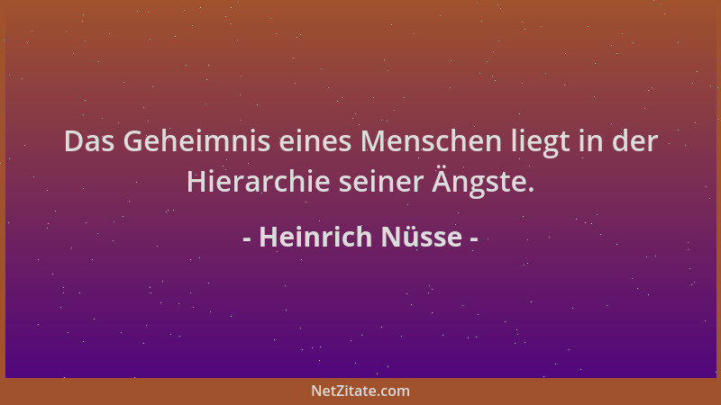Heinrich Nüsse - Das Geheimnis eines Menschen liegt in der Hierarchie seiner Ängste....