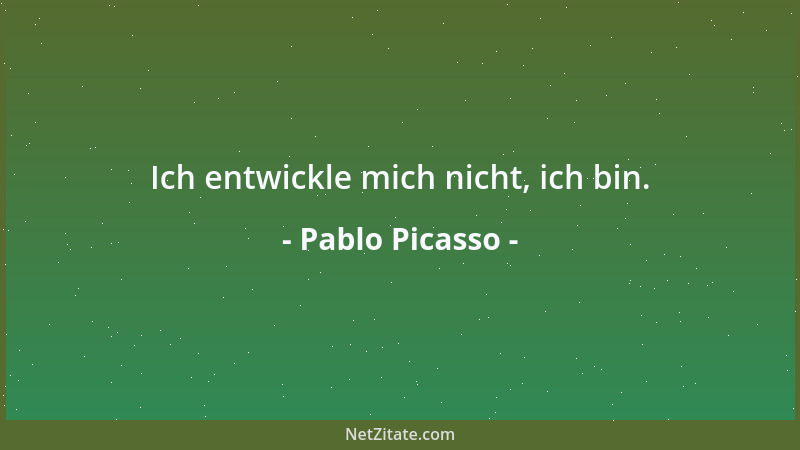 Pablo Picasso - Ich entwickle mich nicht, ich bin....