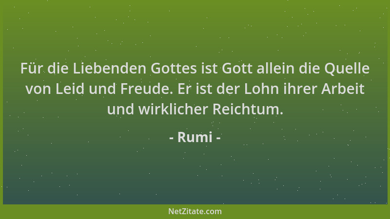 Rumi - Für die Liebenden Gottes ist Gott allein die Quelle von Leid und Freude. Er ist der Lohn ihrer Arbeit und wirklicher...
