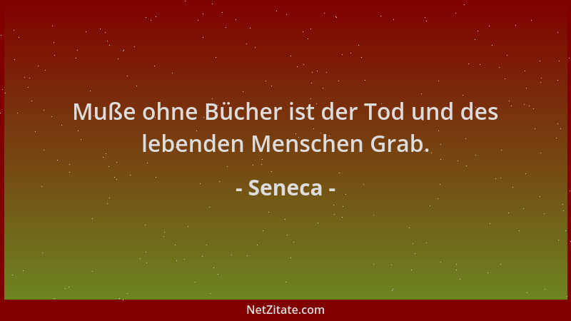 Seneca - Muße ohne Bücher ist der Tod und des lebenden Menschen Grab....