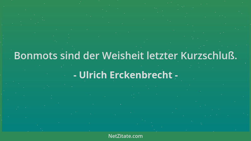 Ulrich Erckenbrecht - Bonmots sind der Weisheit letzter Kurzschluß....