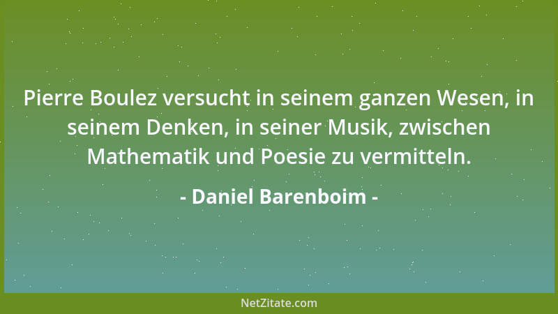 Daniel Barenboim - Nur wenn der Dirigent und der Regisseur zusammenarbeiten, erreichen sie etwas, was nicht üblich ist in d...
