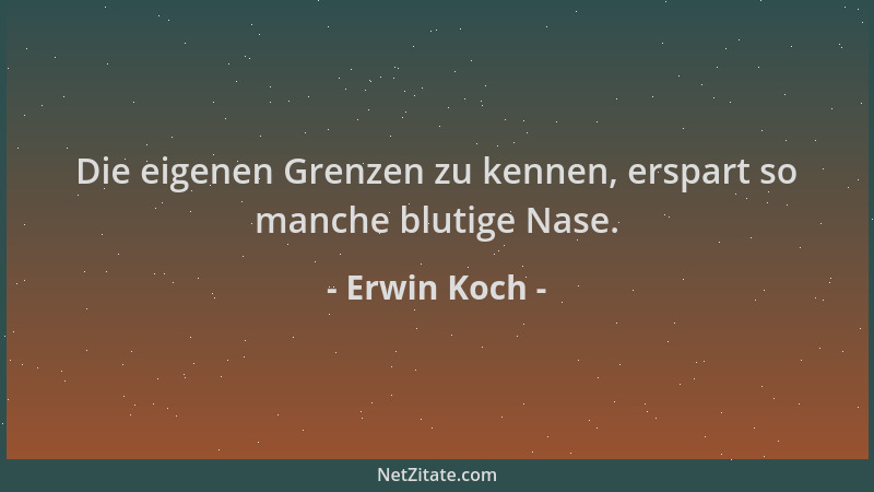 Erwin Koch - Die eigenen Grenzen zu kennen, erspart so manche blutige Nase....