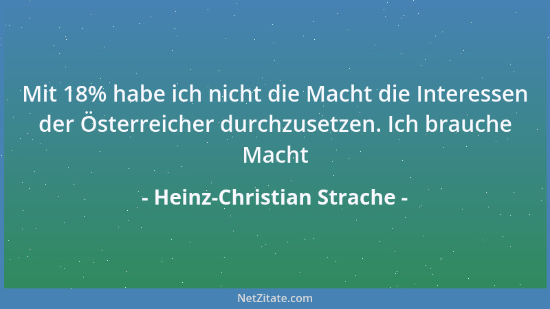 Heinz-Christian Strache - Mit 18% habe ich nicht die Macht die Interessen der Österreicher durchzusetzen. Ich brauche Macht...