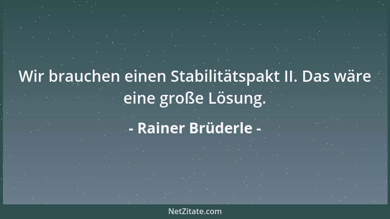 Rainer Brüderle - Wir brauchen einen Stabilitätspakt II. Das wäre eine große Lösung....