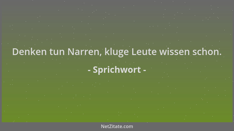 Sprichwort - Denken tun Narren, kluge Leute wissen schon....