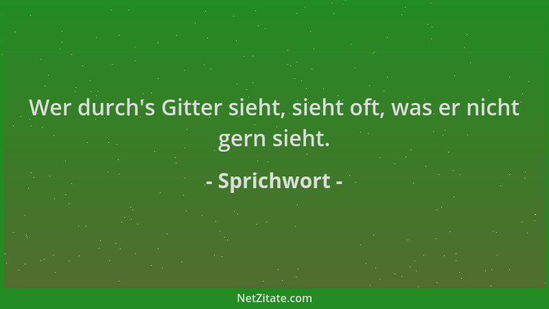 Sprichwort - Wer durch 's Gitter sieht, sieht oft, was er nicht gern sieht....
