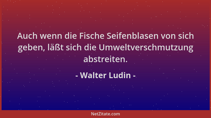 Walter Ludin - Auch wenn die Fische Seifenblasen von sich geben, läßt sich die Umweltverschmutzung abstreiten....