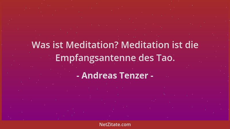 Andreas Tenzer - Was ist Meditation? Meditation ist die Empfangsantenne des Tao....