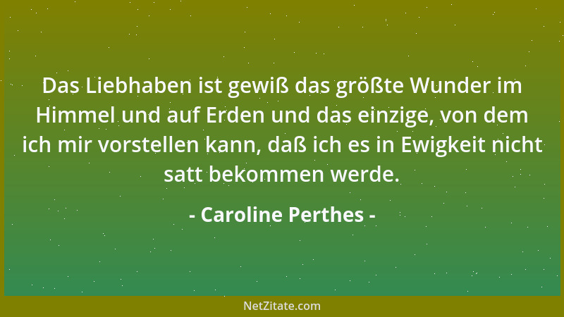 Caroline Perthes - Das Liebhaben ist gewiß das größte Wunder im Himmel und auf Erden und das einzige, von dem ich mir vorst...