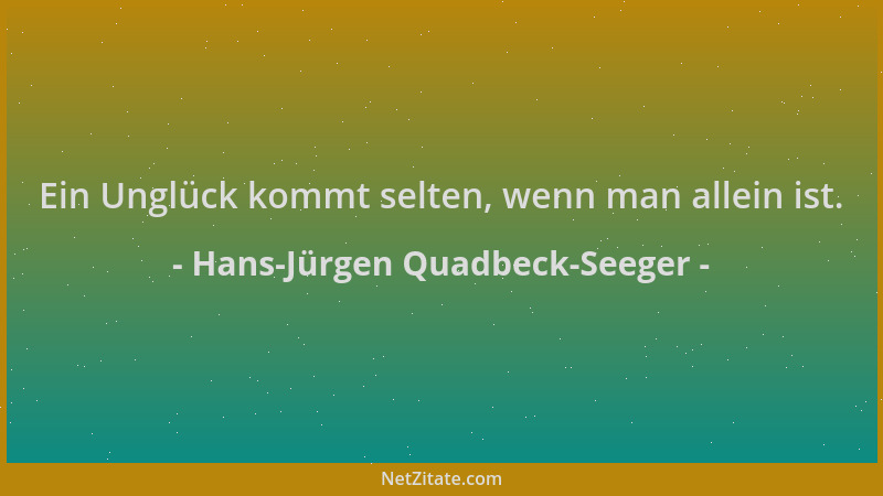 Hans-Jürgen Quadbeck-Seeger - Ein Unglück kommt selten, wenn man allein ist....