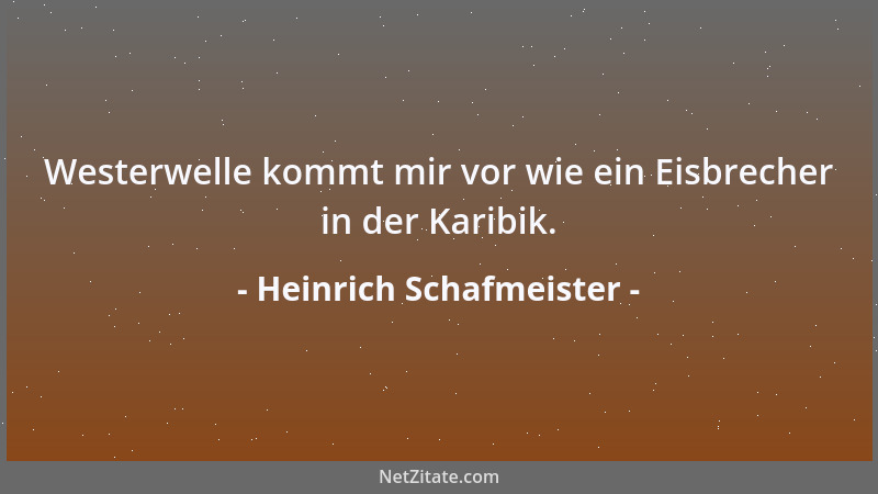 Heinrich Schafmeister - Westerwelle kommt mir vor wie ein Eisbrecher in der Karibik....